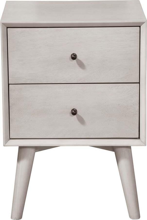 Alpine Furniture Nightstands & Side Tables - Flynn Mid Century Modern 2 Drawer Nightstand Gray