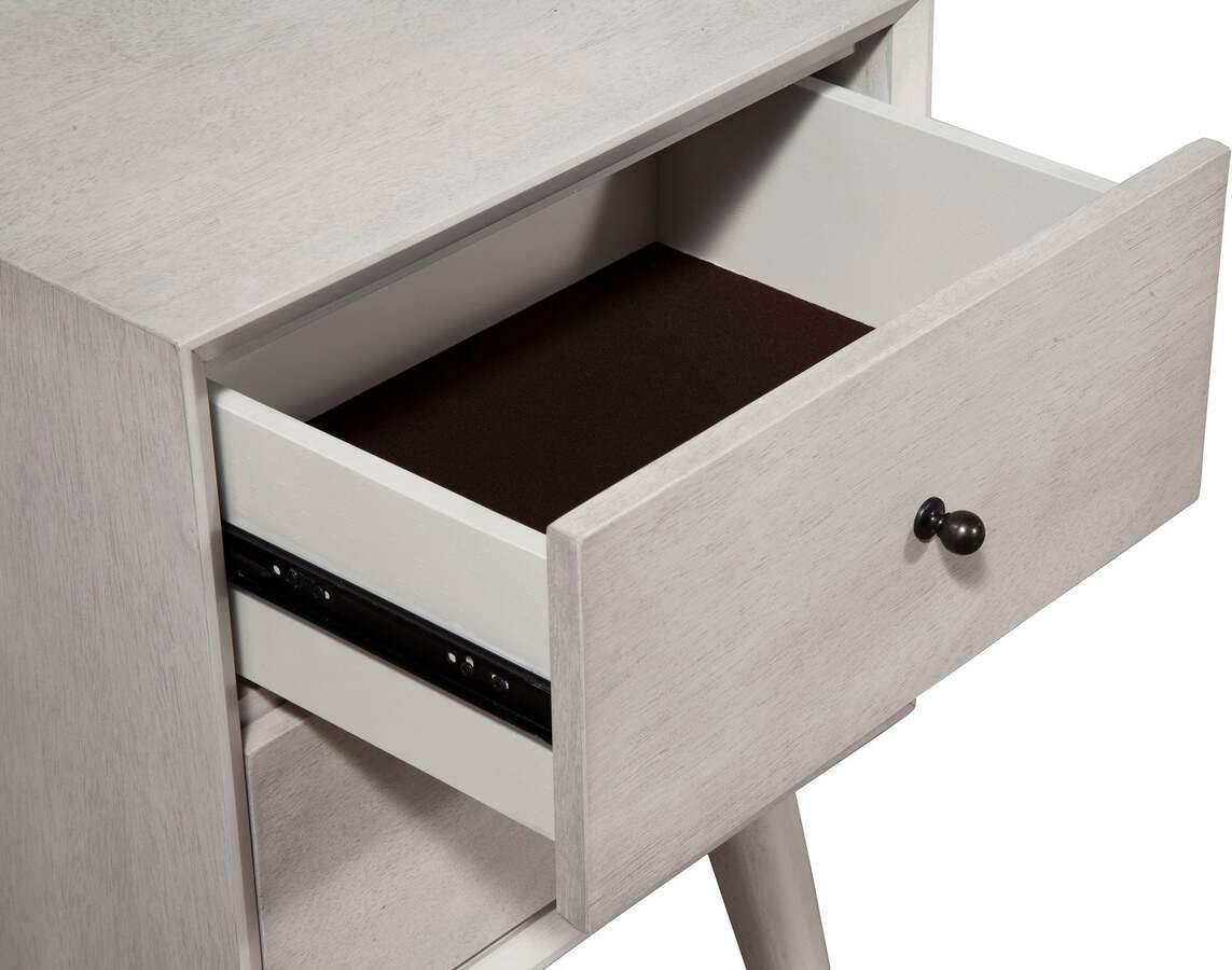 Alpine Furniture Nightstands & Side Tables - Flynn Mid Century Modern 2 Drawer Nightstand Gray