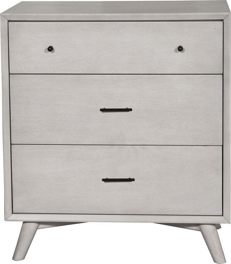 Alpine Furniture Chest of Drawers - Flynn Mid Century Modern 3 Drawer Small Chest, Gray