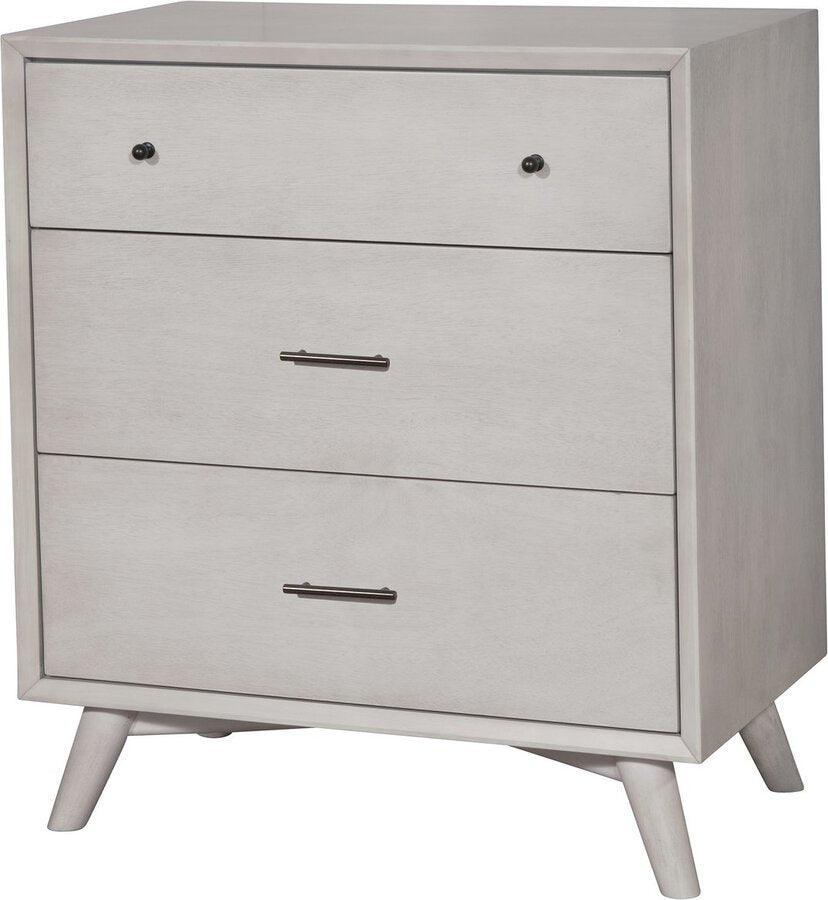 Alpine Furniture Chest of Drawers - Flynn Mid Century Modern 3 Drawer Small Chest, Gray