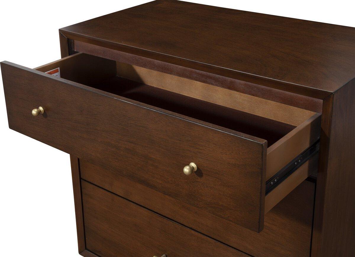 Alpine Furniture Chest of Drawers - Flynn Mid Century Modern 3 Drawer Small Chest, Walnut