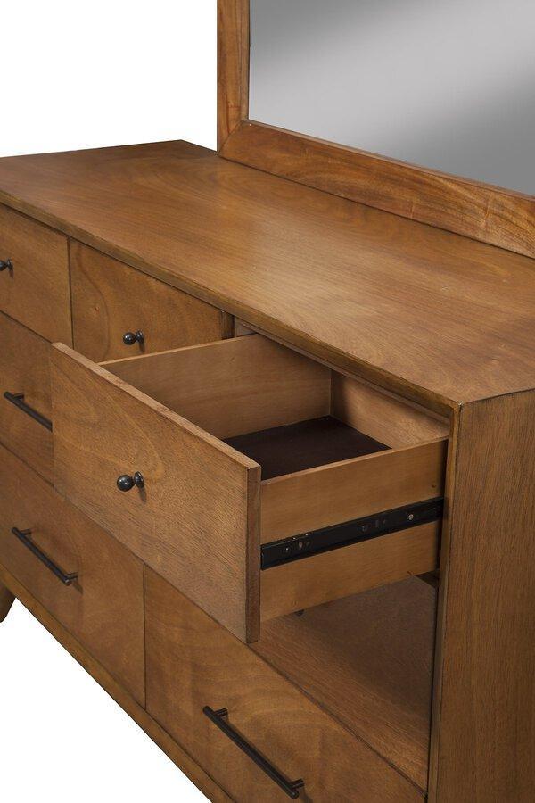 Alpine Furniture Dressers - Flynn Mid Century Modern 7 Drawer Dresser Acorn