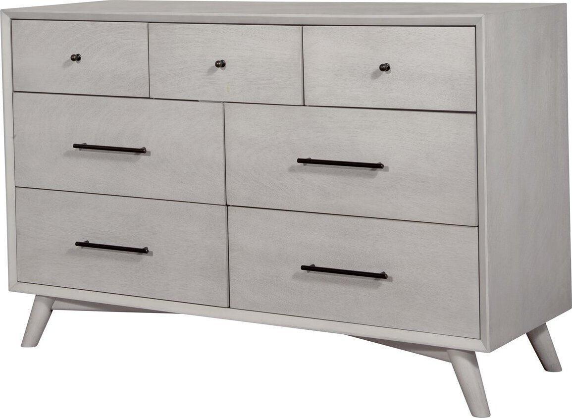 Alpine Furniture Dressers - Flynn Mid Century Modern 7 Drawer Dresser Gray