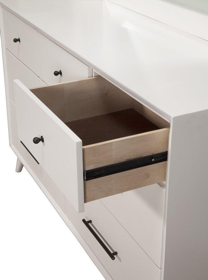 Alpine Furniture Dressers - Flynn Mid Century Modern 7 Drawer Dresser White