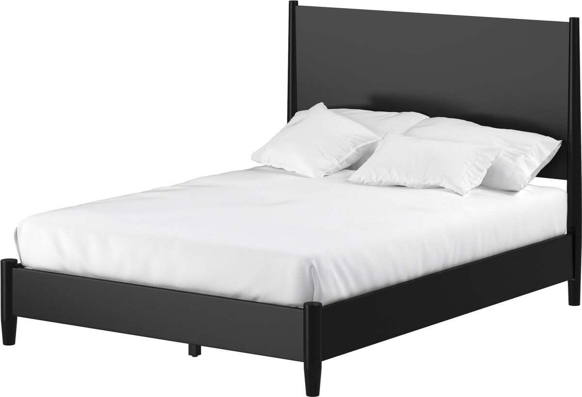 Alpine Furniture Beds - Flynn Mid Century Modern Full Size Panel Bed Black