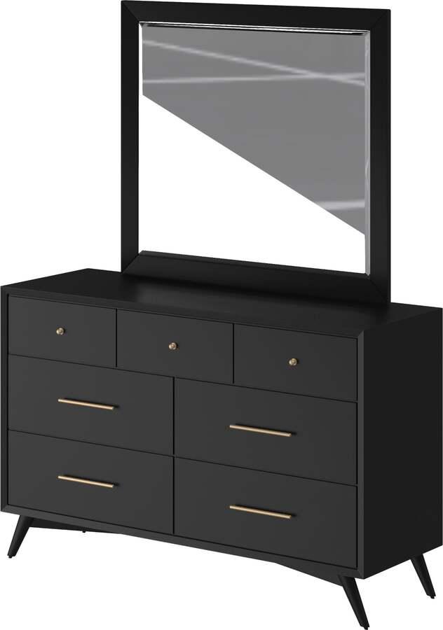 Alpine Furniture Mirrors - Flynn Mid Century Modern Mirror Black