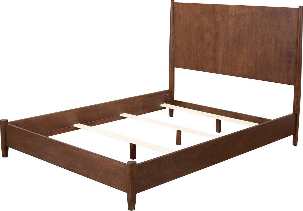 Alpine Furniture Beds - Flynn Mid Century Modern Queen Panel Bed, Walnut