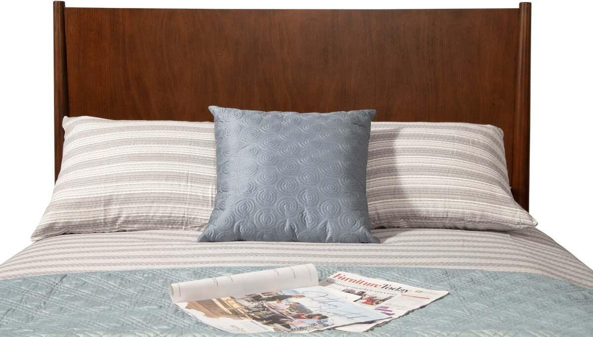 Alpine Furniture Beds - Flynn Mid Century Modern Queen Panel Bed, Walnut