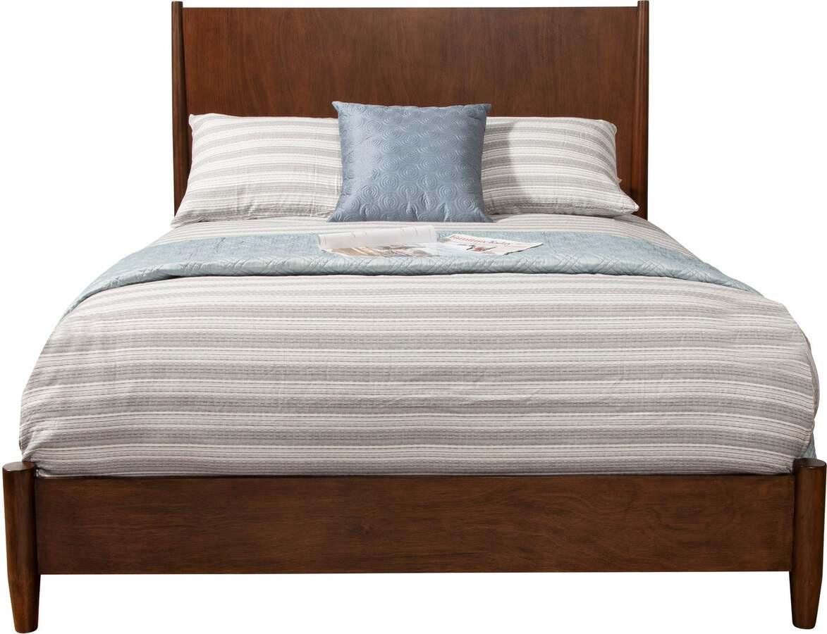Alpine Furniture Beds - Flynn Mid Century Modern Standard King Panel Bed, Walnut