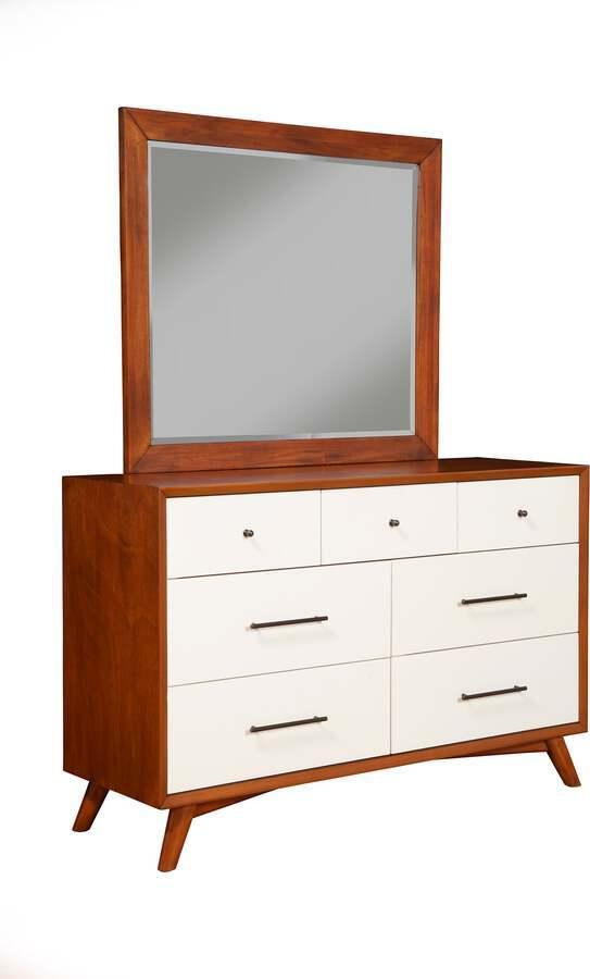 Alpine Furniture Mirrors - Flynn Mid Century Modern Two Tone Mirror Acorn/White