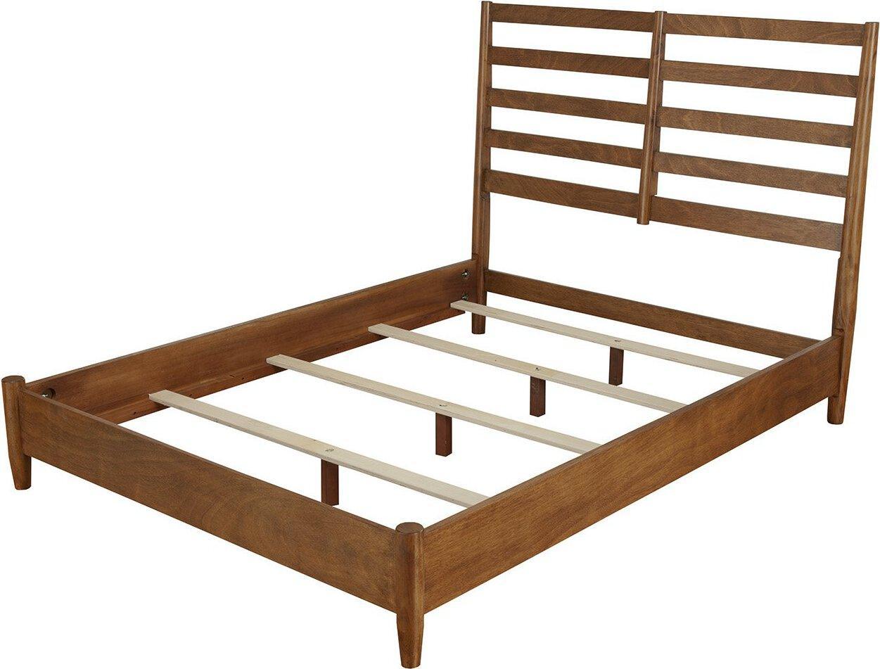 Alpine Furniture Beds - Flynn Retro Standard King Bed w/Slat Back Headboard Acorn