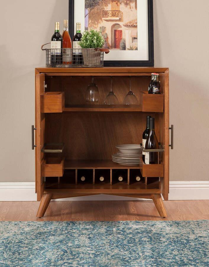 Alpine Furniture Buffets & Cabinets - Flynn Small Bar Cabinet Acorn