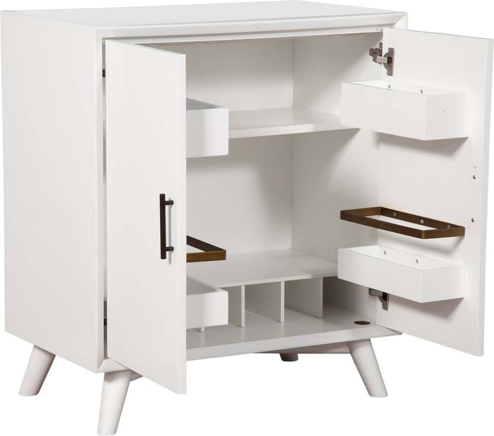 Alpine Furniture Bar Units & Wine Cabinets - Flynn Small Bar Cabinet, White