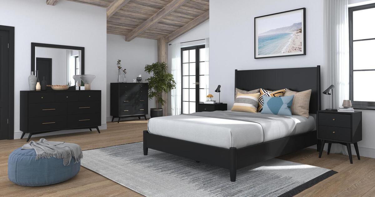 Alpine Furniture Beds - Flynn Standard King Panel Bed Black