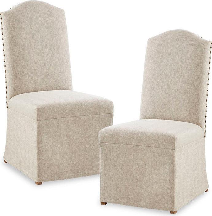 Olliix.com Dining Chairs - Foster High Back Dining Chairs with Skirts Beige (Set of 2)