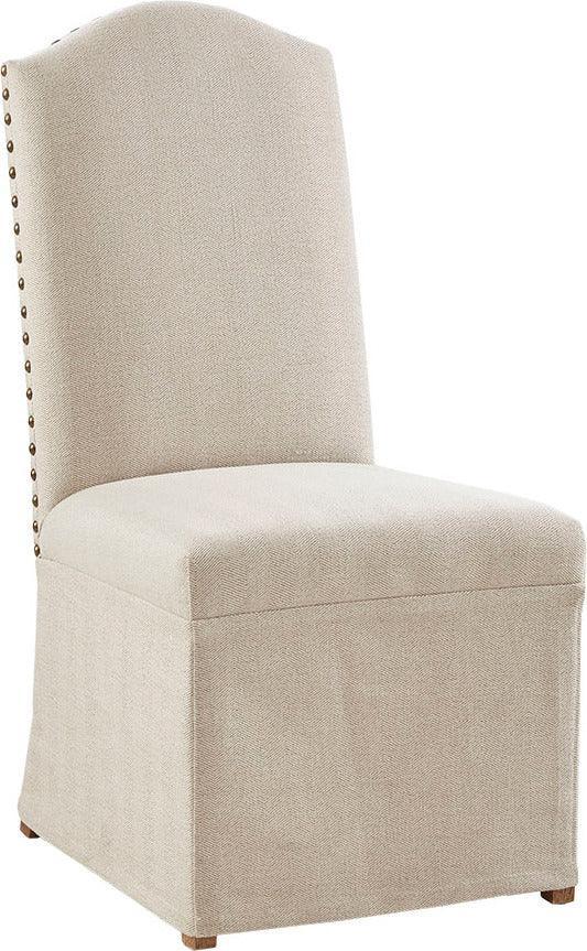 Olliix.com Dining Chairs - Foster High Back Dining Chairs with Skirts Beige (Set of 2)