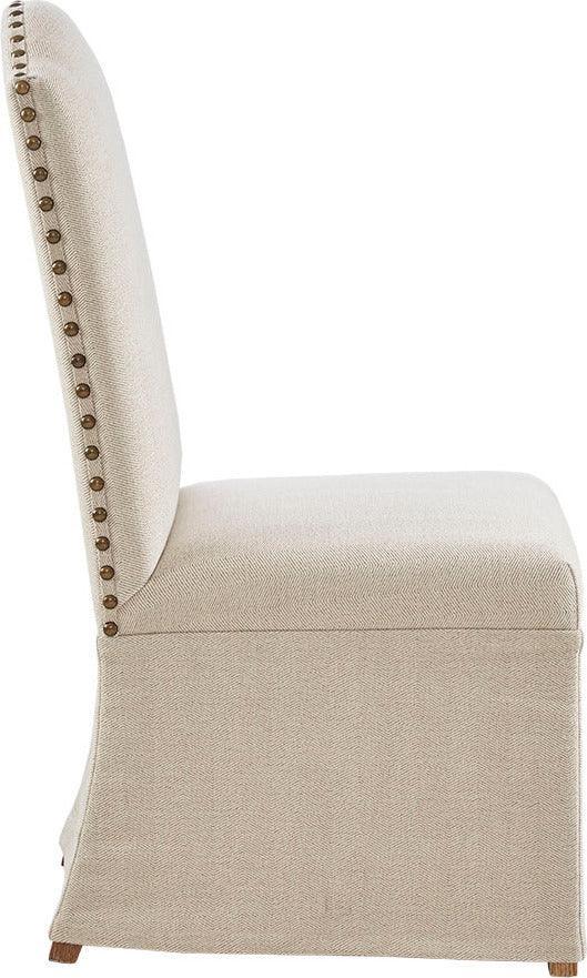 Olliix.com Dining Chairs - Foster High Back Dining Chairs with Skirts Beige (Set of 2)