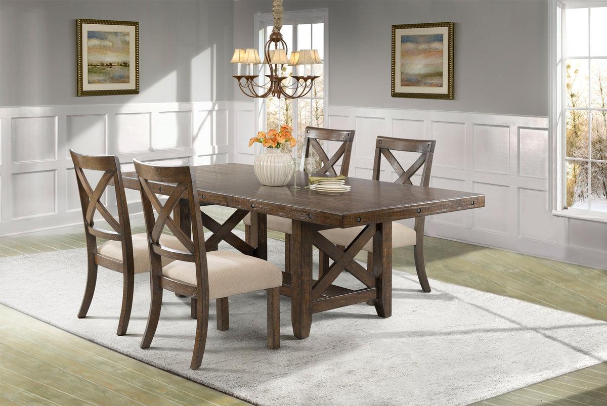 Elements Dining Sets - Francis 5 Piece Dining Set-Table & 4 X-Back Wooden Chairs