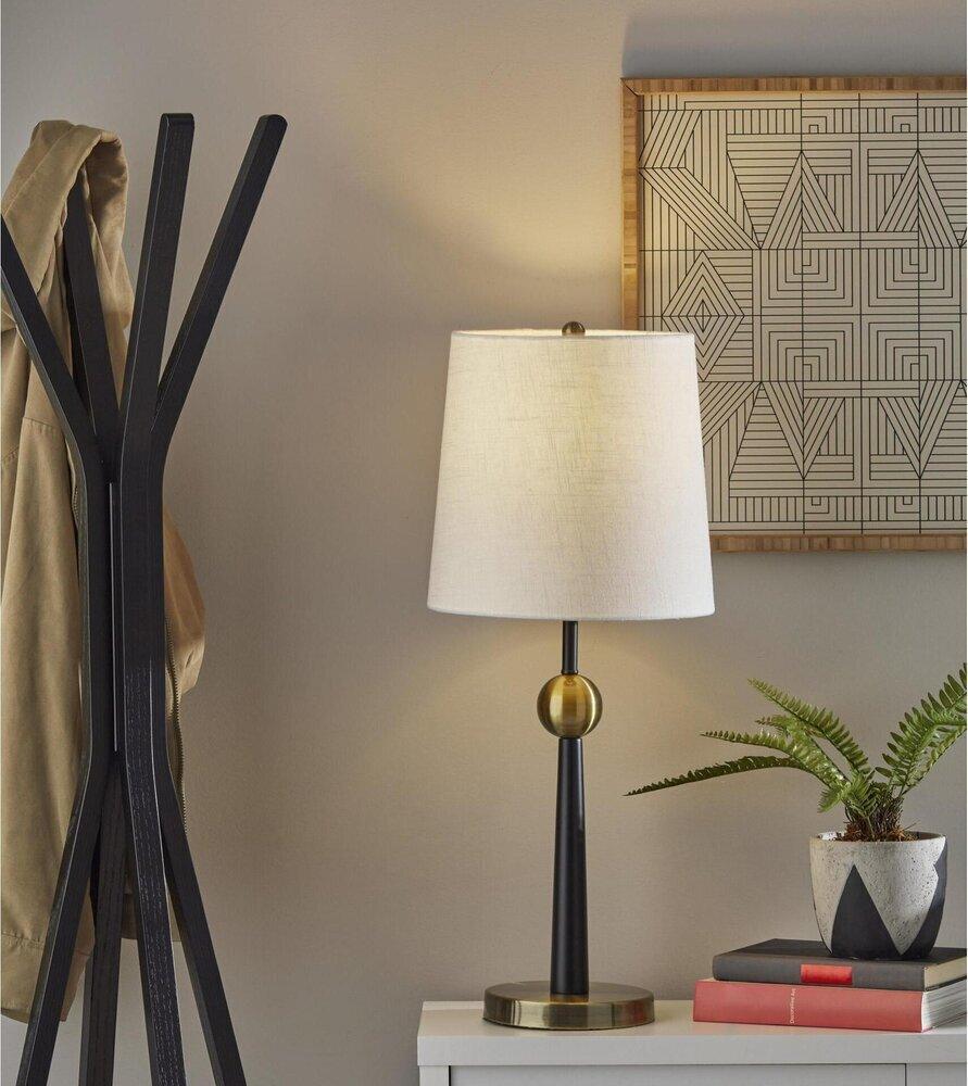 Adesso Table Lamps - Francis Table Lamp Off White & Antique Brass