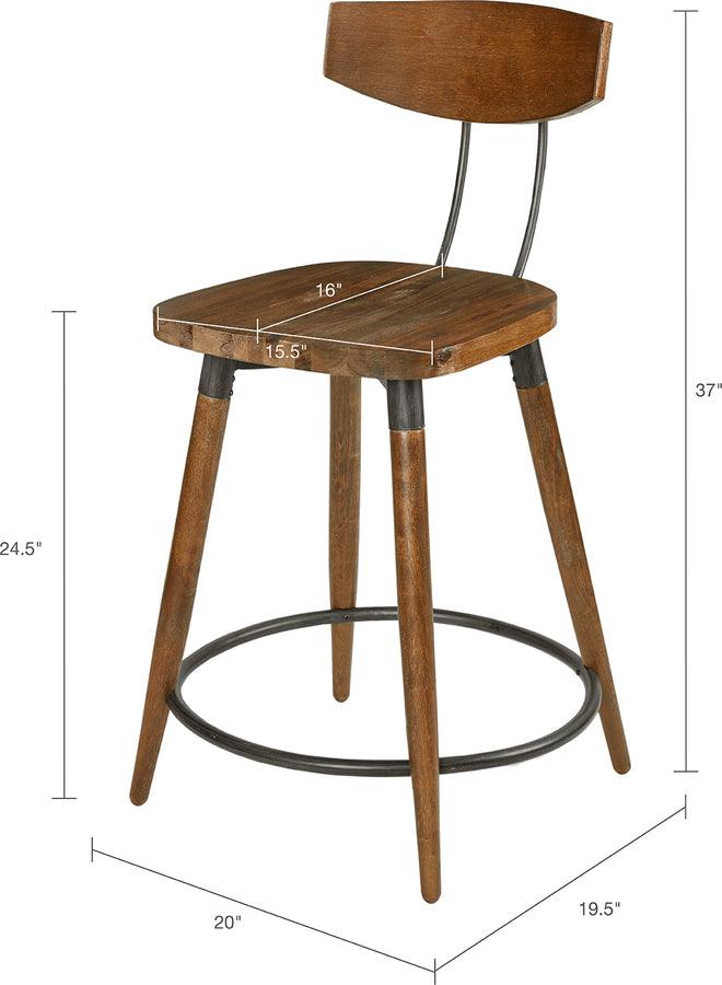 Olliix.com Barstools - Frazier Counter Stool 24" With Back Brown