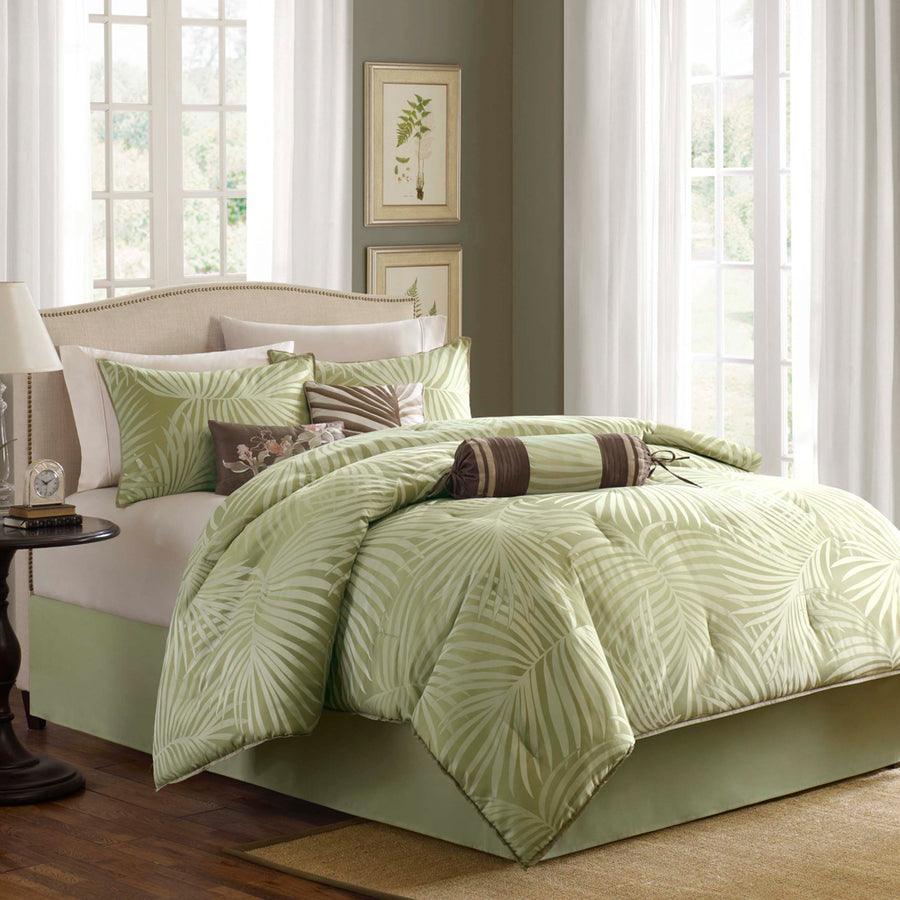 Olliix.com Comforters & Blankets - Freeport Glam 7 Piece Comforter Set Green Cal King
