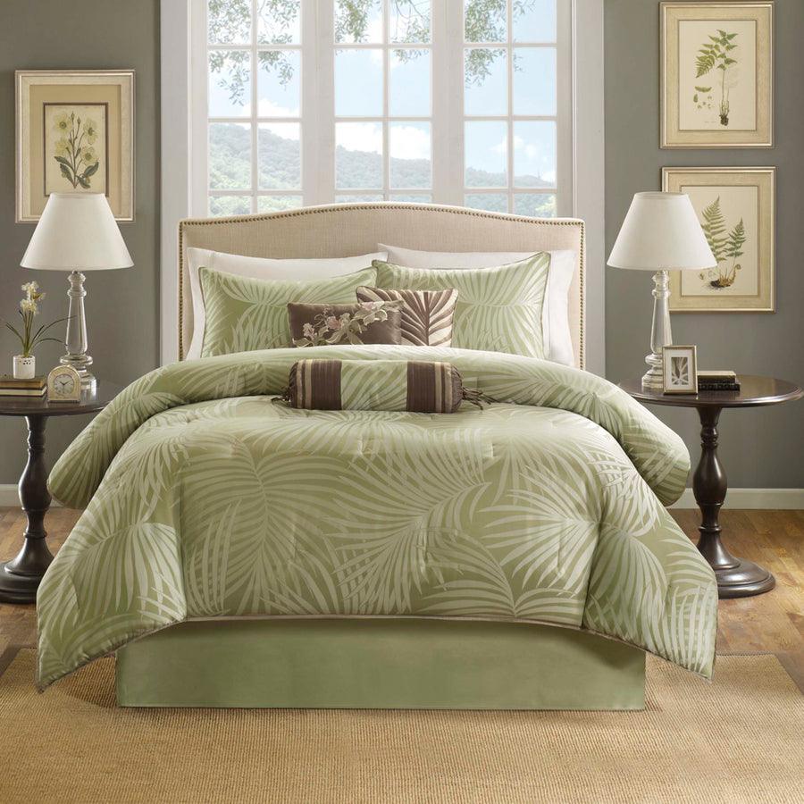 Olliix.com Comforters & Blankets - Freeport Glam 7 Piece Comforter Set Green Cal King