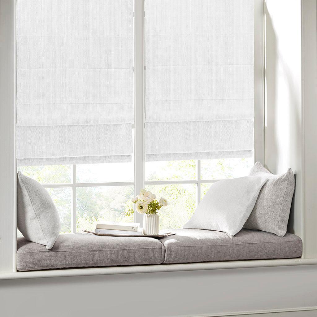 Olliix.com Curtains - Galen 64" Basketweave Cordless Roman Shade White