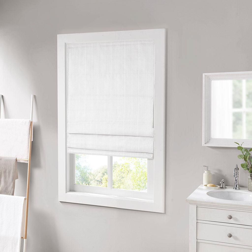 Olliix.com Curtains - Galen 64" Basketweave Cordless Roman Shade White