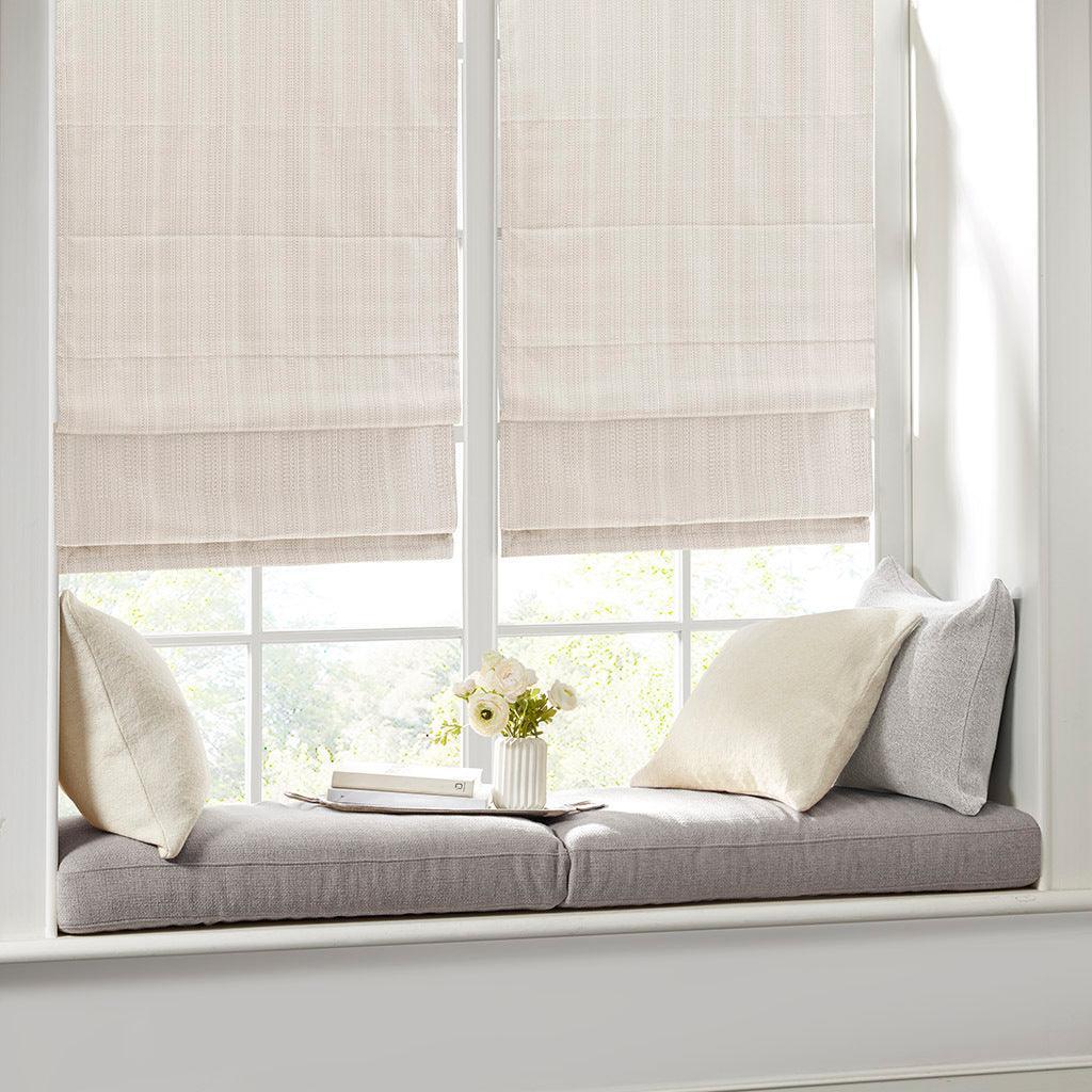 Olliix.com Curtains - Galen 64" Basketweave Light Filtering Cordless Ivory