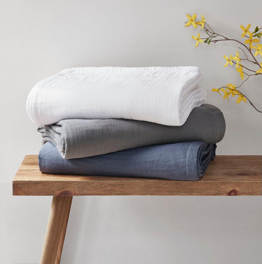 Olliix.com Comforters & Blankets - Gauze Casual 100% Cotton Lightweight Blanket Full/Queen Charcoal