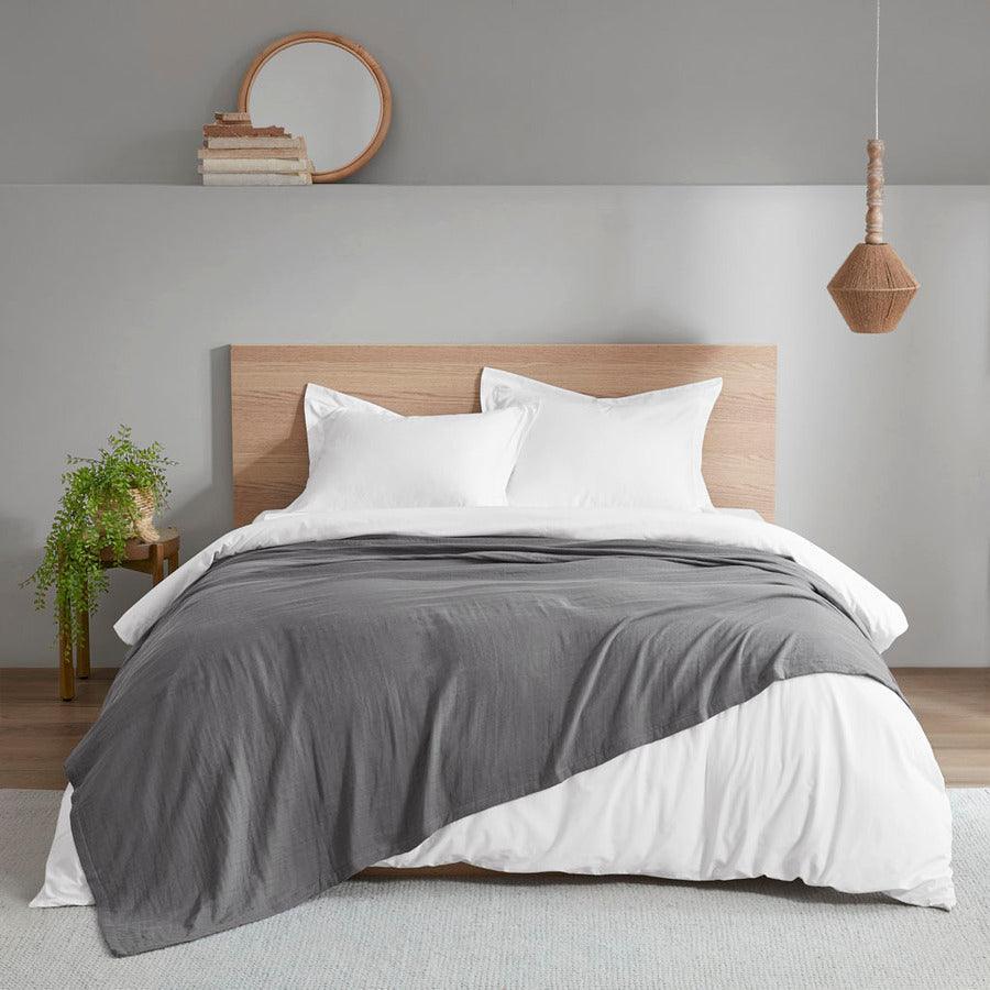 Olliix.com Comforters & Blankets - Gauze Casual 100% Cotton Lightweight Blanket Full/Queen Charcoal
