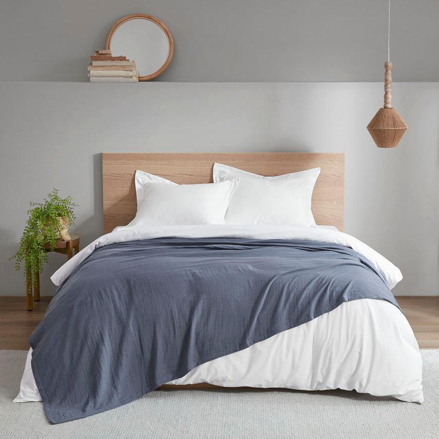 Olliix.com Comforters & Blankets - Gauze Casual 100% Cotton Lightweight Blanket Full/Queen Charcoal