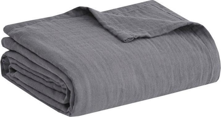 Olliix.com Comforters & Blankets - Gauze Casual 100% Cotton Lightweight Blanket Full/Queen Charcoal