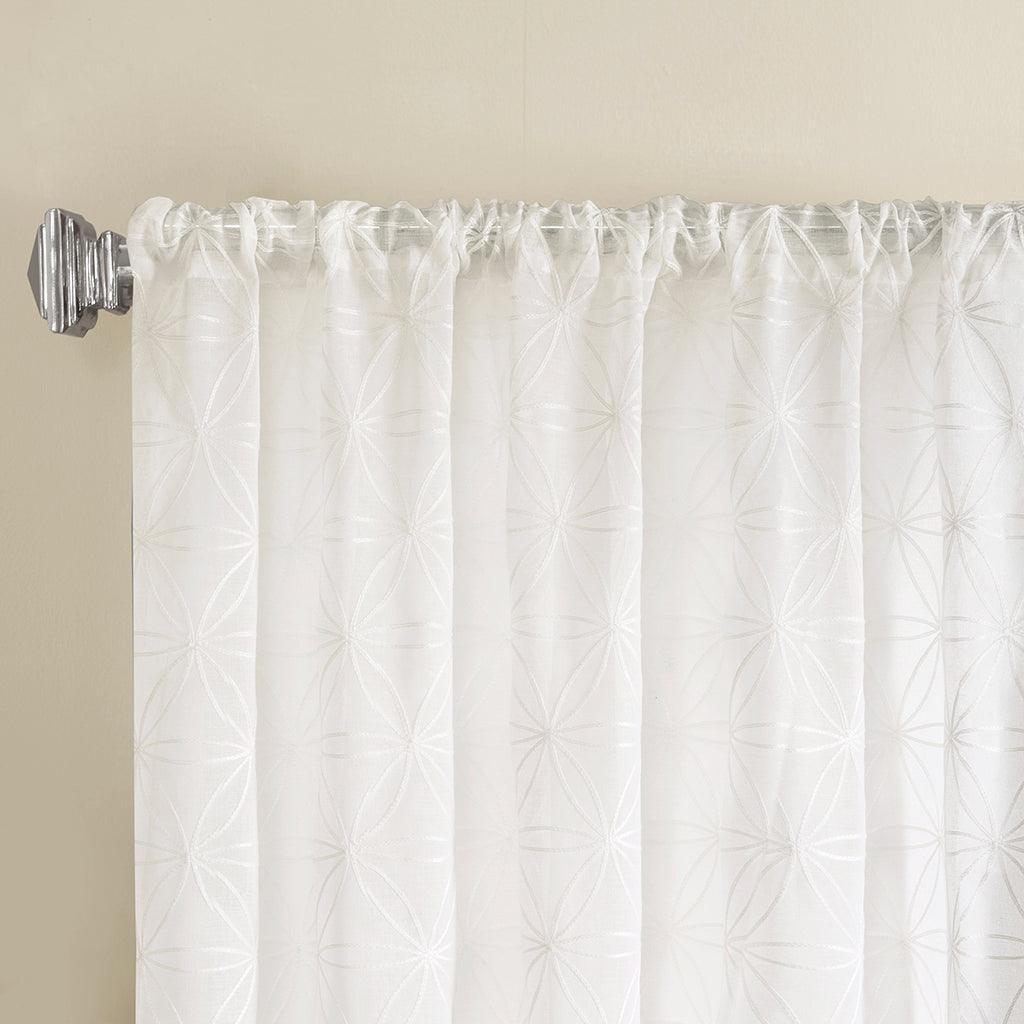 Olliix.com Curtains - Gemma 63 H Sheer Embroidered Window Curtain White