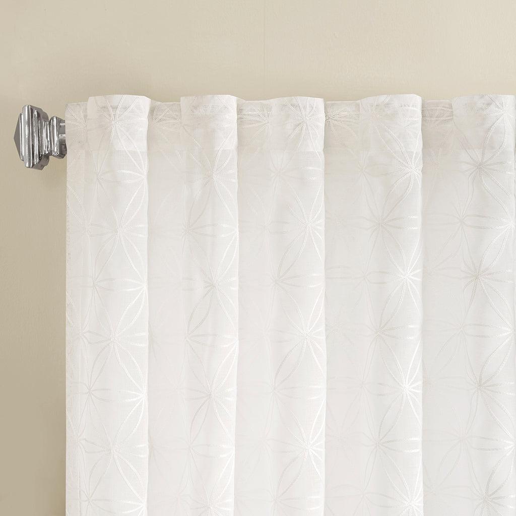 Olliix.com Curtains - Gemma 63 H Sheer Embroidered Window Curtain White