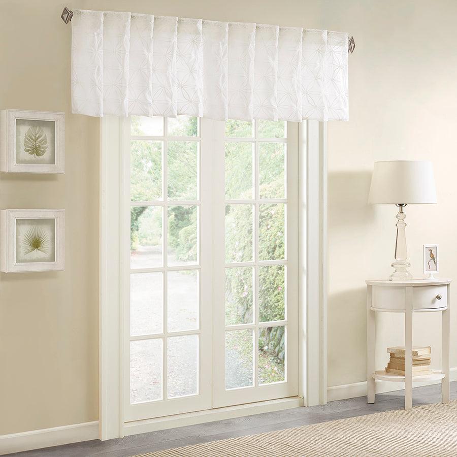 Olliix.com Curtains - Gemma Sheer Embroidered Window Valance White