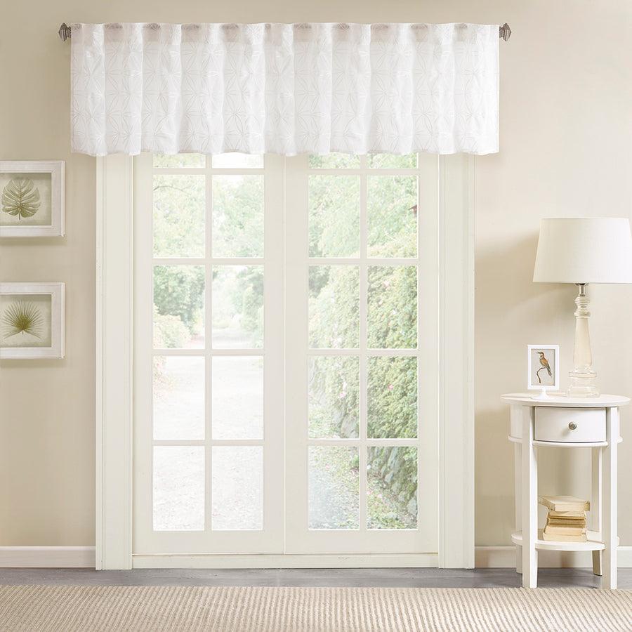 Olliix.com Curtains - Gemma Sheer Embroidered Window Valance White