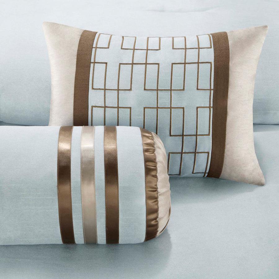 Olliix.com Comforters & Blankets - Genevieve Casual 7 Piece Comforter Set Blue King