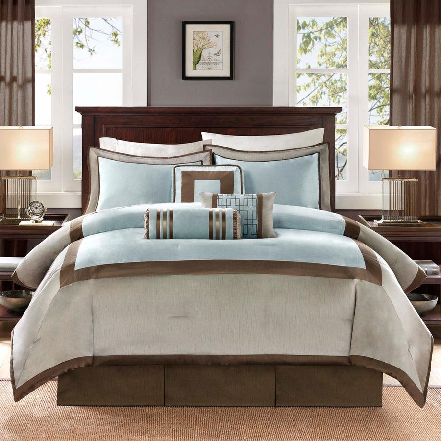Olliix.com Comforters & Blankets - Genevieve Casual 7 Piece Comforter Set Blue King