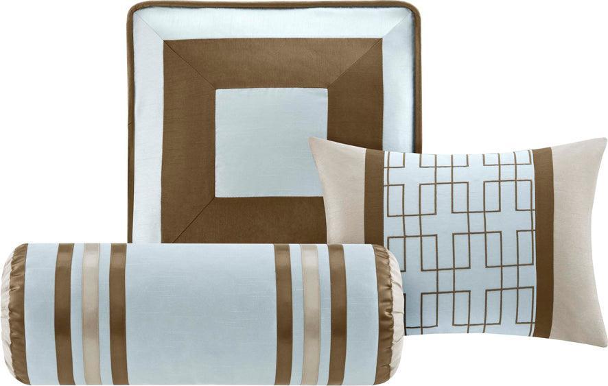 Olliix.com Comforters & Blankets - Genevieve Casual 7 Piece Comforter Set Blue King