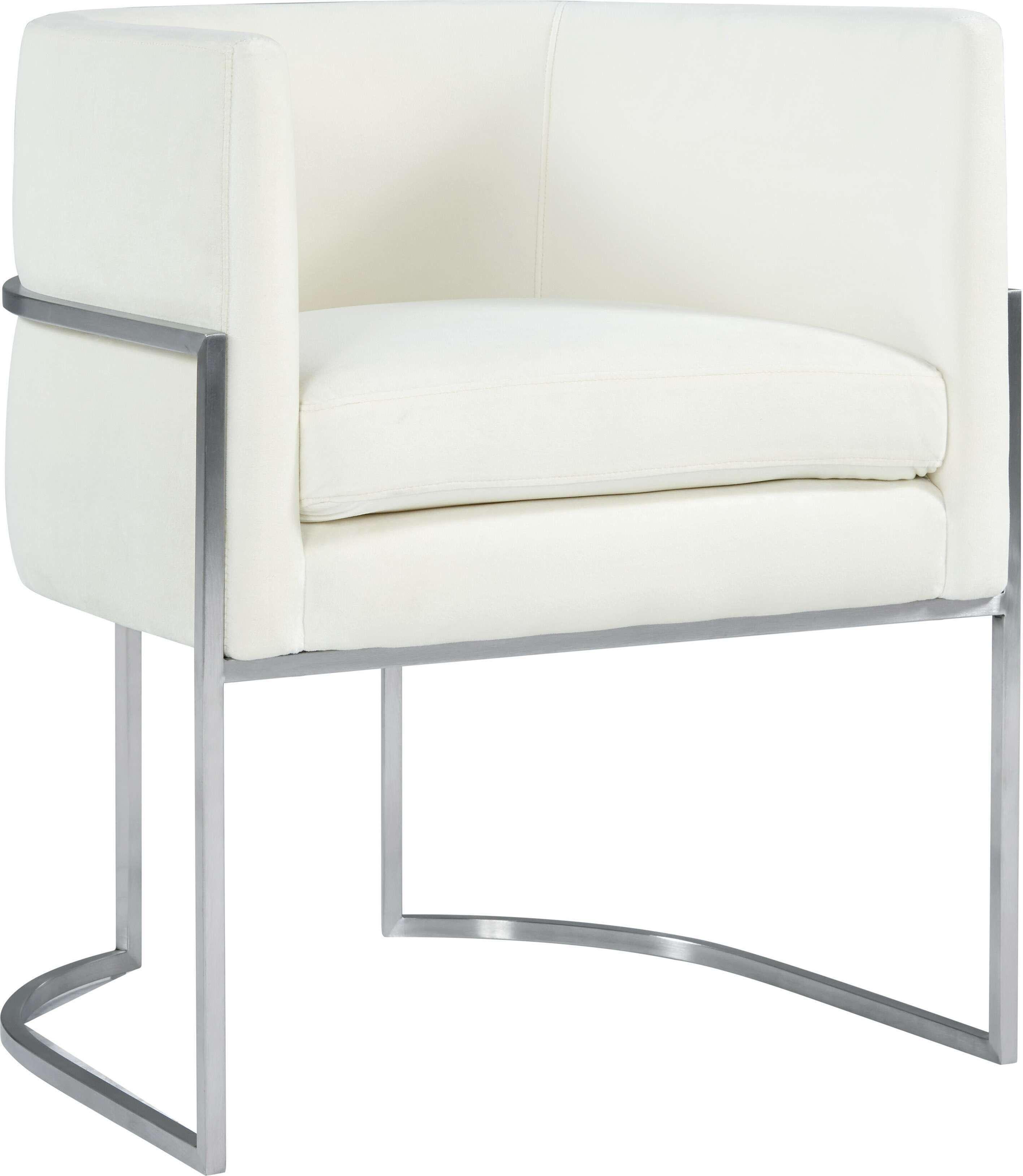 Tov Furniture Dining Chairs - Giselle Cream Velvet Dining Chair Silver Leg