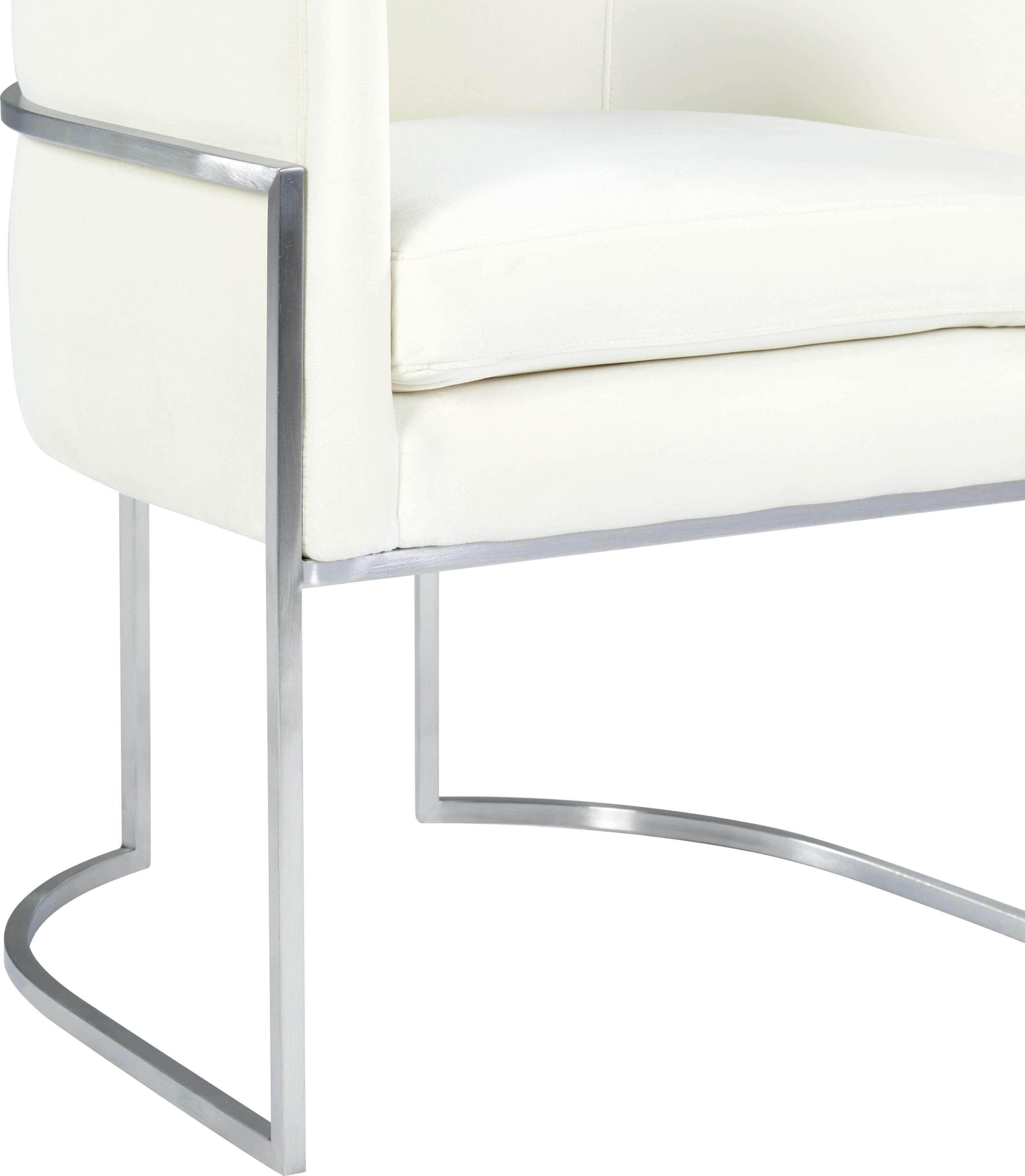 Tov Furniture Dining Chairs - Giselle Cream Velvet Dining Chair Silver Leg