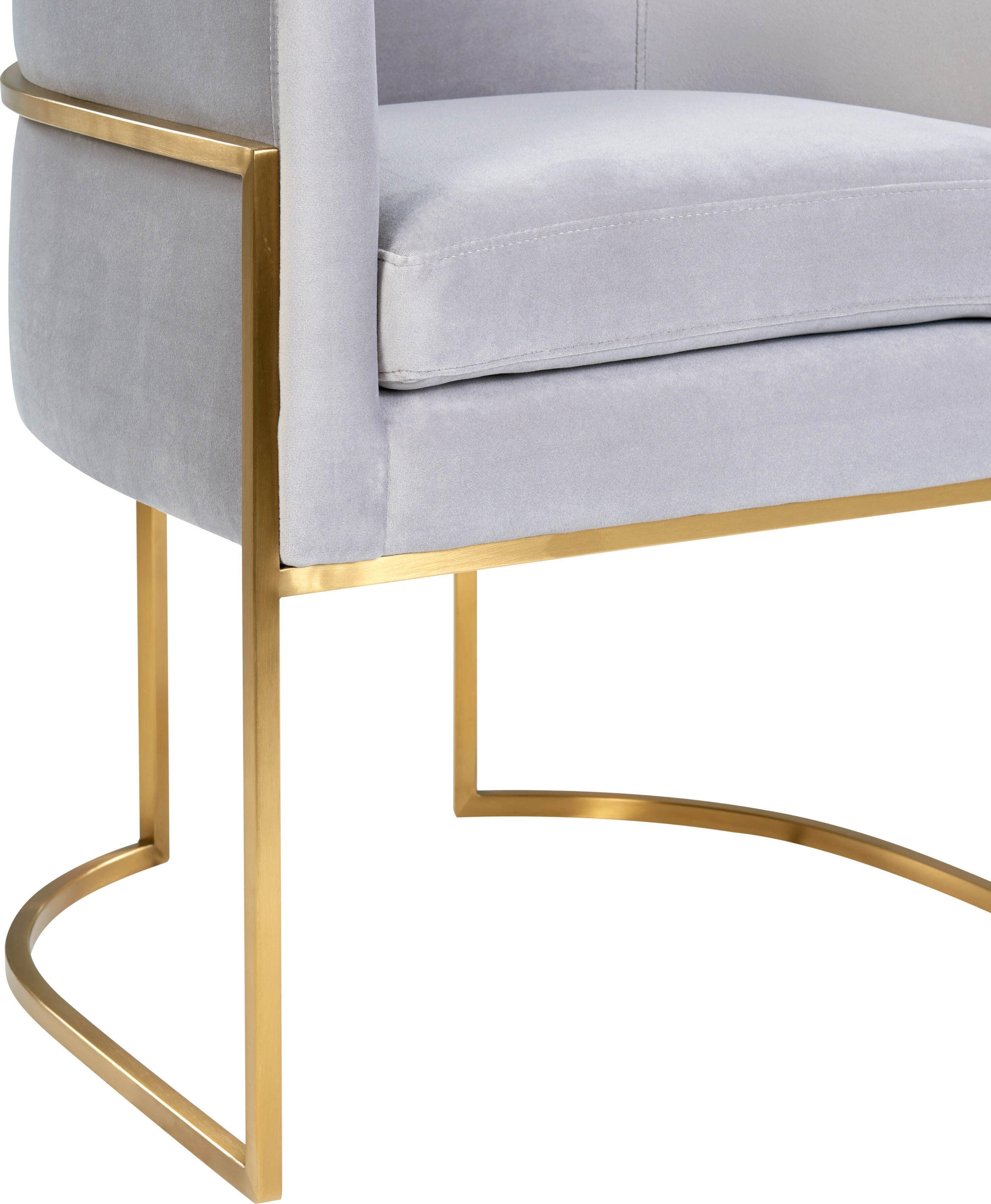 Tov Furniture Dining Chairs - Giselle Gray Velvet Dining Chair with Gold Leg