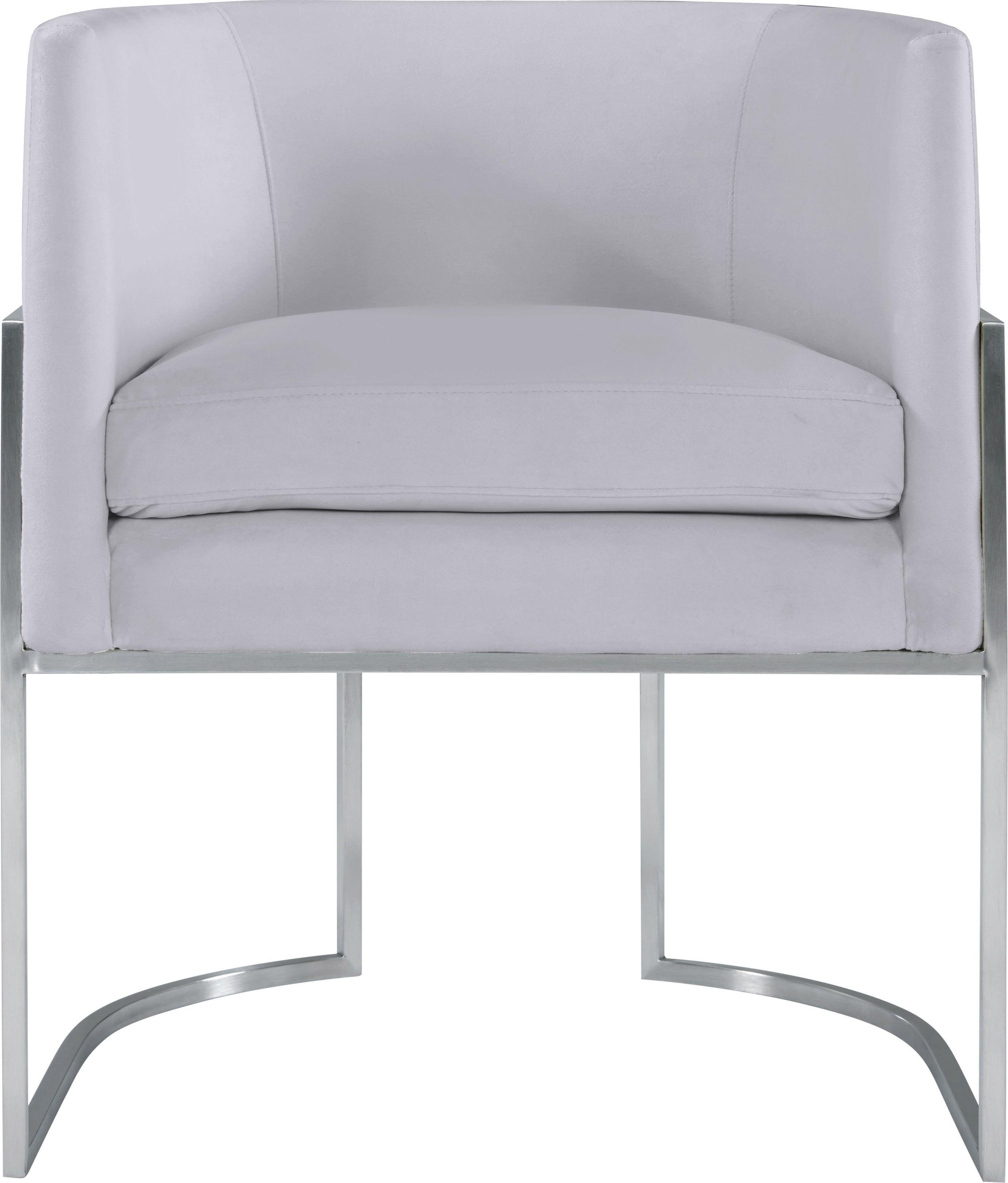 Tov Furniture Dining Chairs - Giselle Gray Velvet Dining Chair with Silver Leg