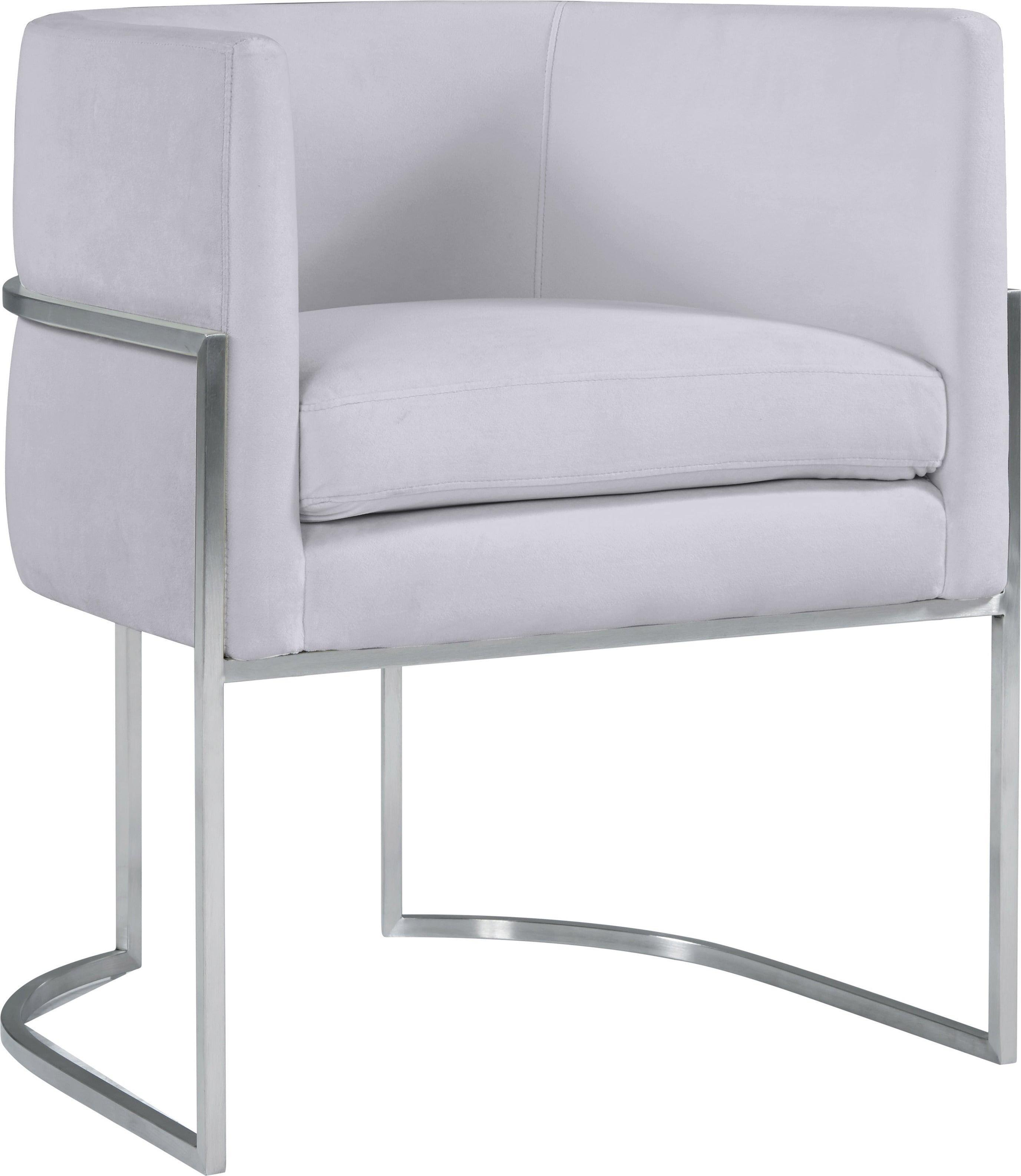Tov Furniture Dining Chairs - Giselle Gray Velvet Dining Chair with Silver Leg