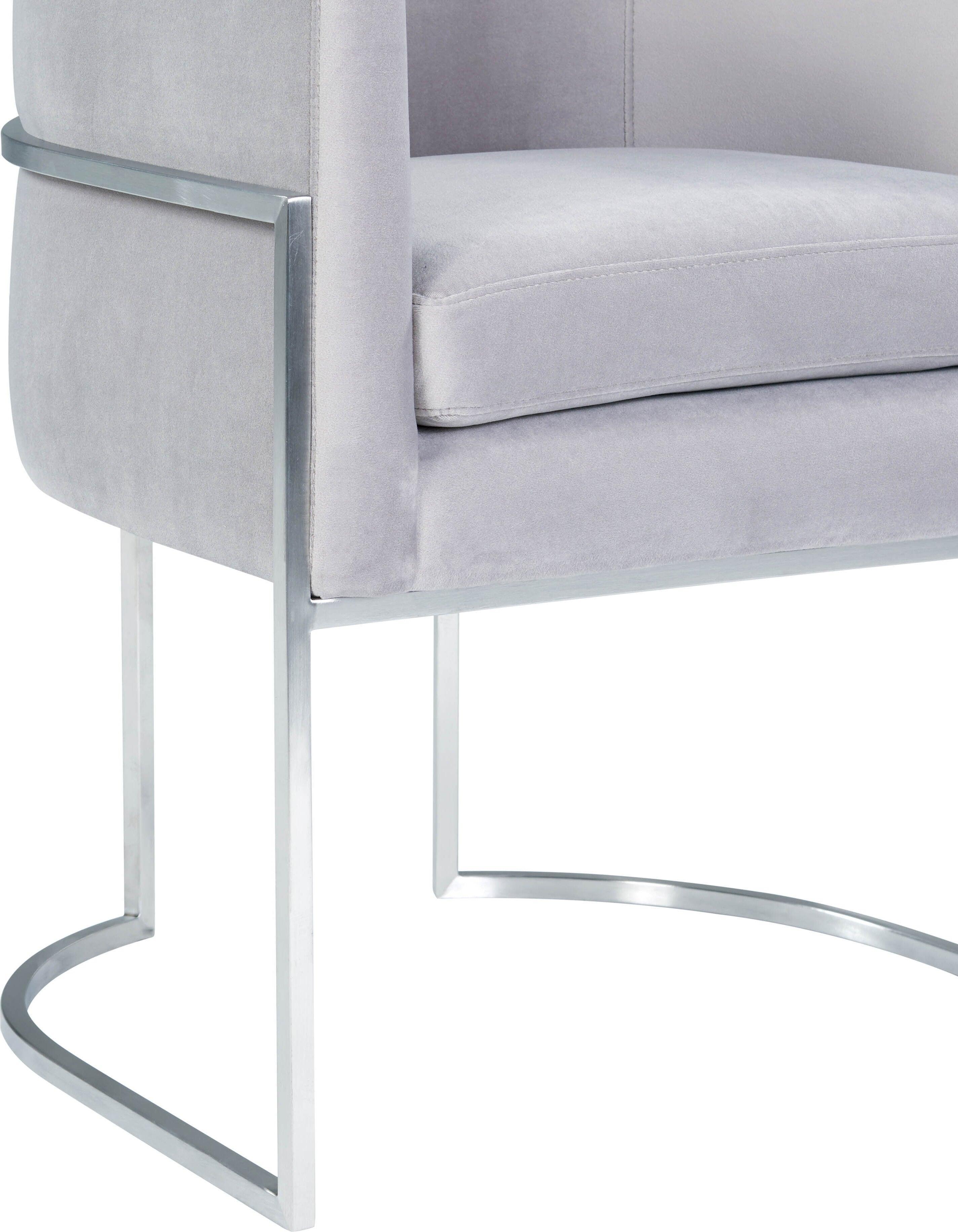 Tov Furniture Dining Chairs - Giselle Gray Velvet Dining Chair with Silver Leg
