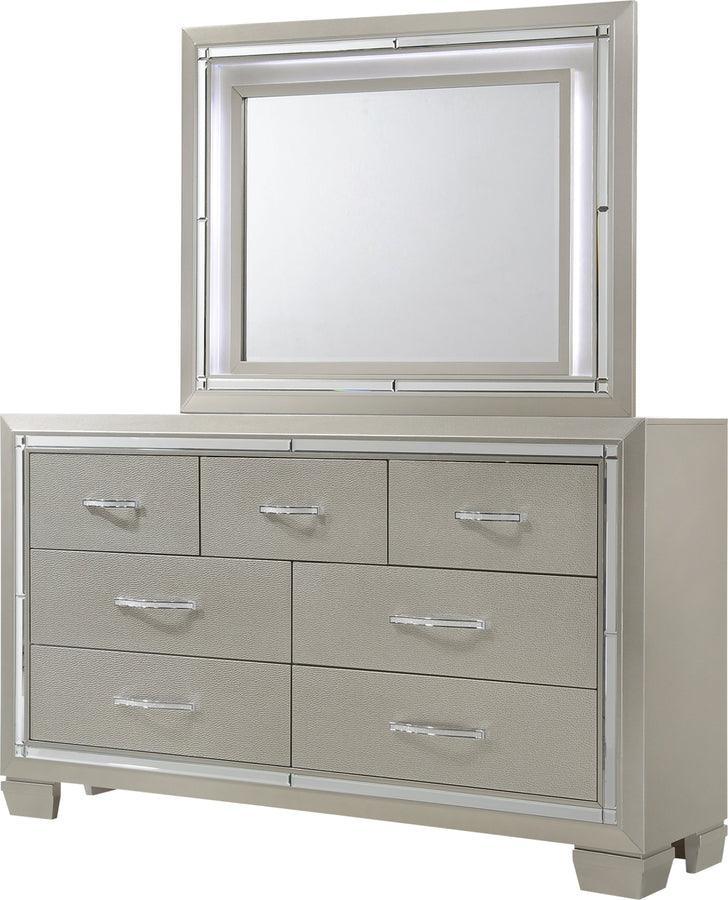 Elements Bedroom Sets - Glamour King Platform Storage 6PC Bedroom Set Champagne