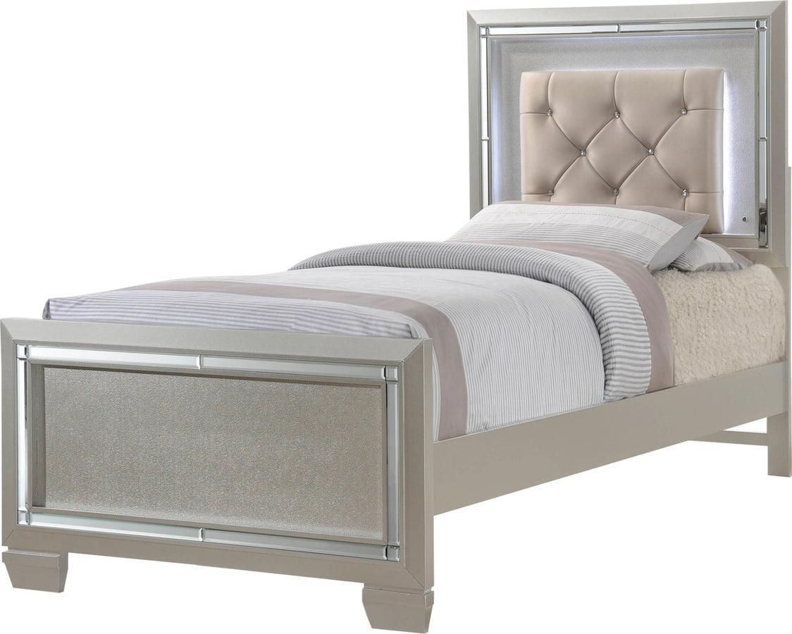 Elements Bedroom Sets - Glamour Youth Twin Platform 6PC Bedroom Set Champagne