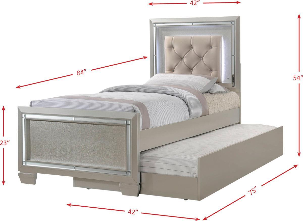 Elements Beds - Glamour Youth Twin Platform Bed w/ Trundle Champagne