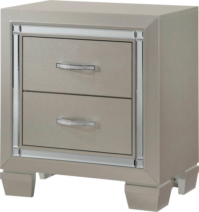Elements Bedroom Sets - Glamour Youth Twin Platform w/ Trundle 4PC Bedroom Set Champagne